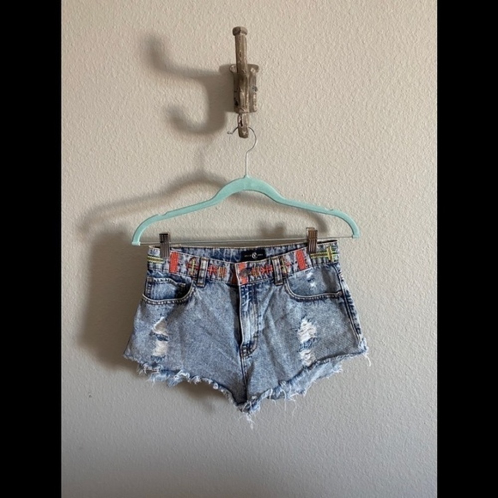 Cello Jeans Embroidered Distressed Cut Offs​​​​​​​​​